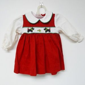 Scottish Terrier cross stitched Holiday dress